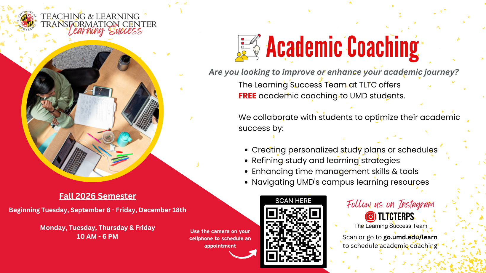 Academic Coaching Flyer, Information at go.umd.edu/learn