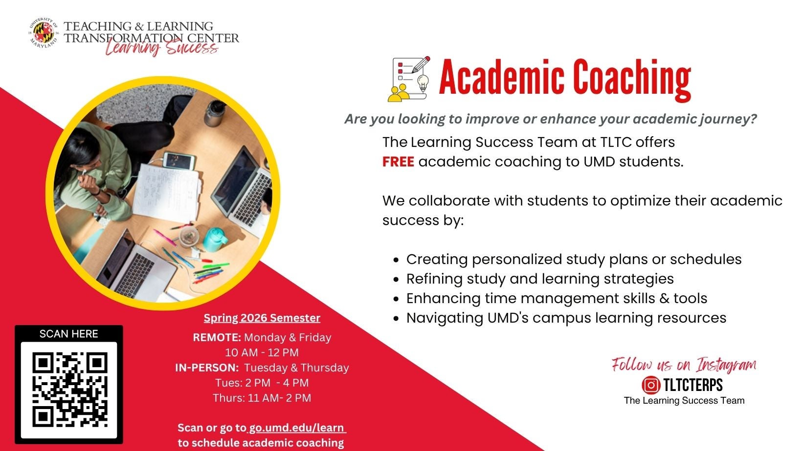 Sign up for Academic Coaching at go.umd/edu/learn