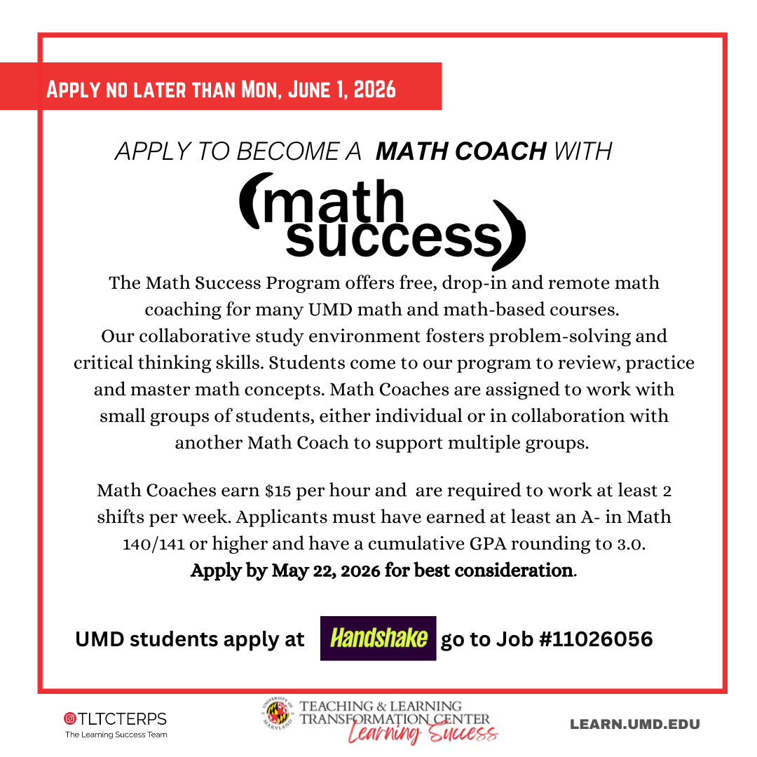 Flyer for Math Success Math Coach Position 