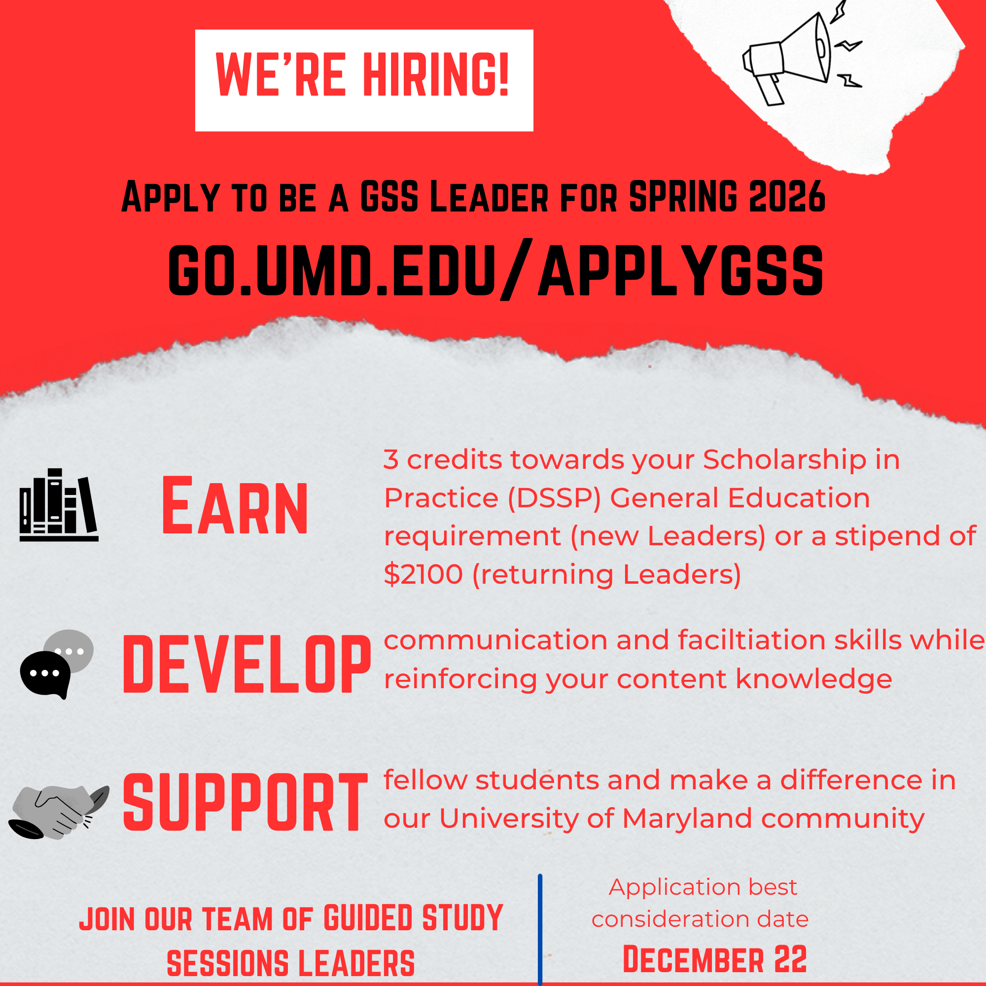 GSS hiring flyer, best consideration date December 22