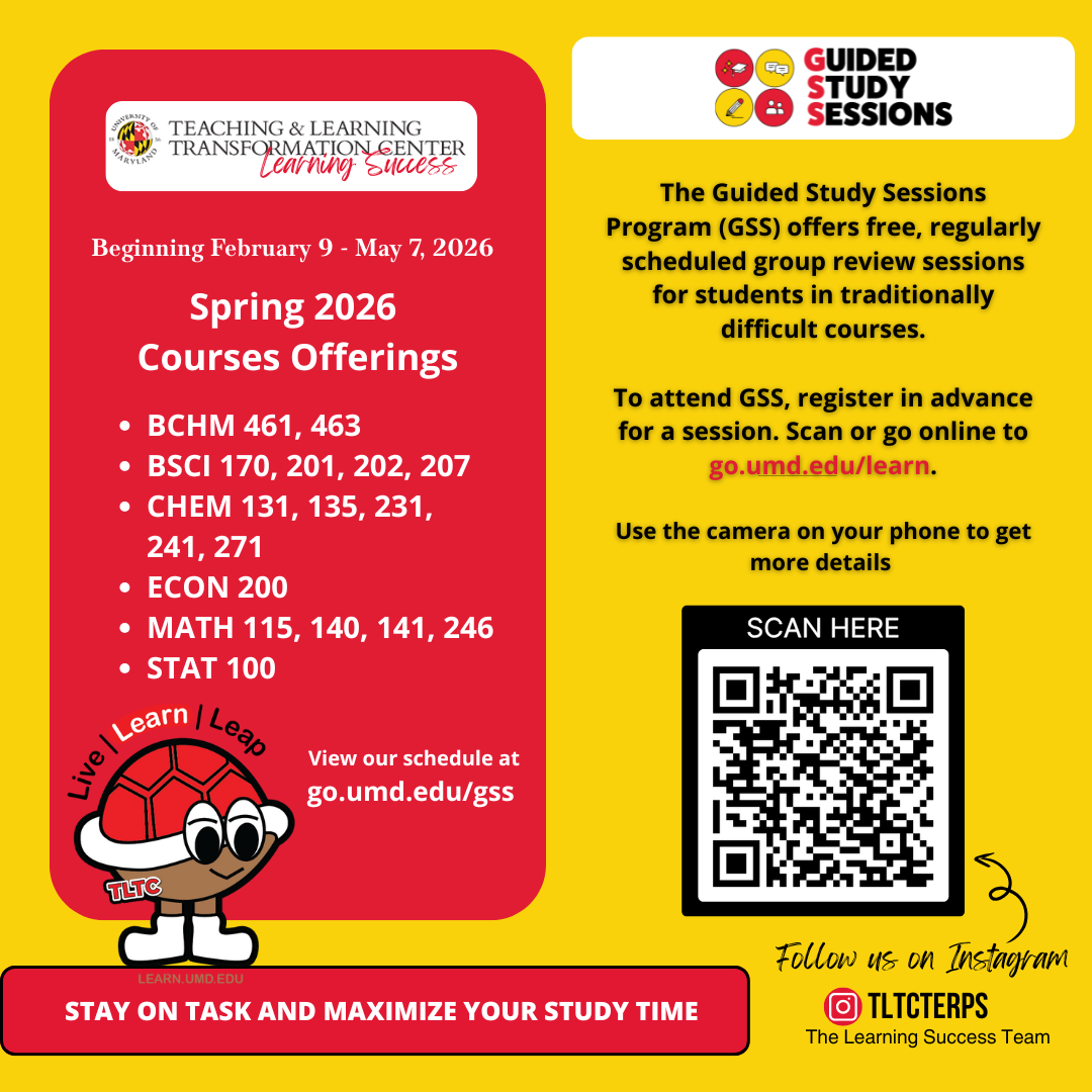 GSS Decorative Flyer, go to go.umd.edu/learn