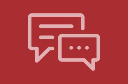 Red solid background with speech bubbles