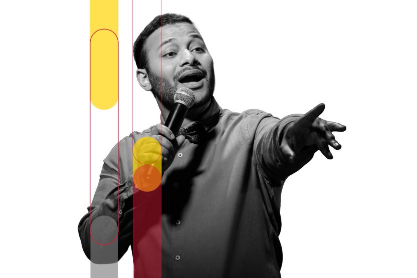 Man talking in microphone
