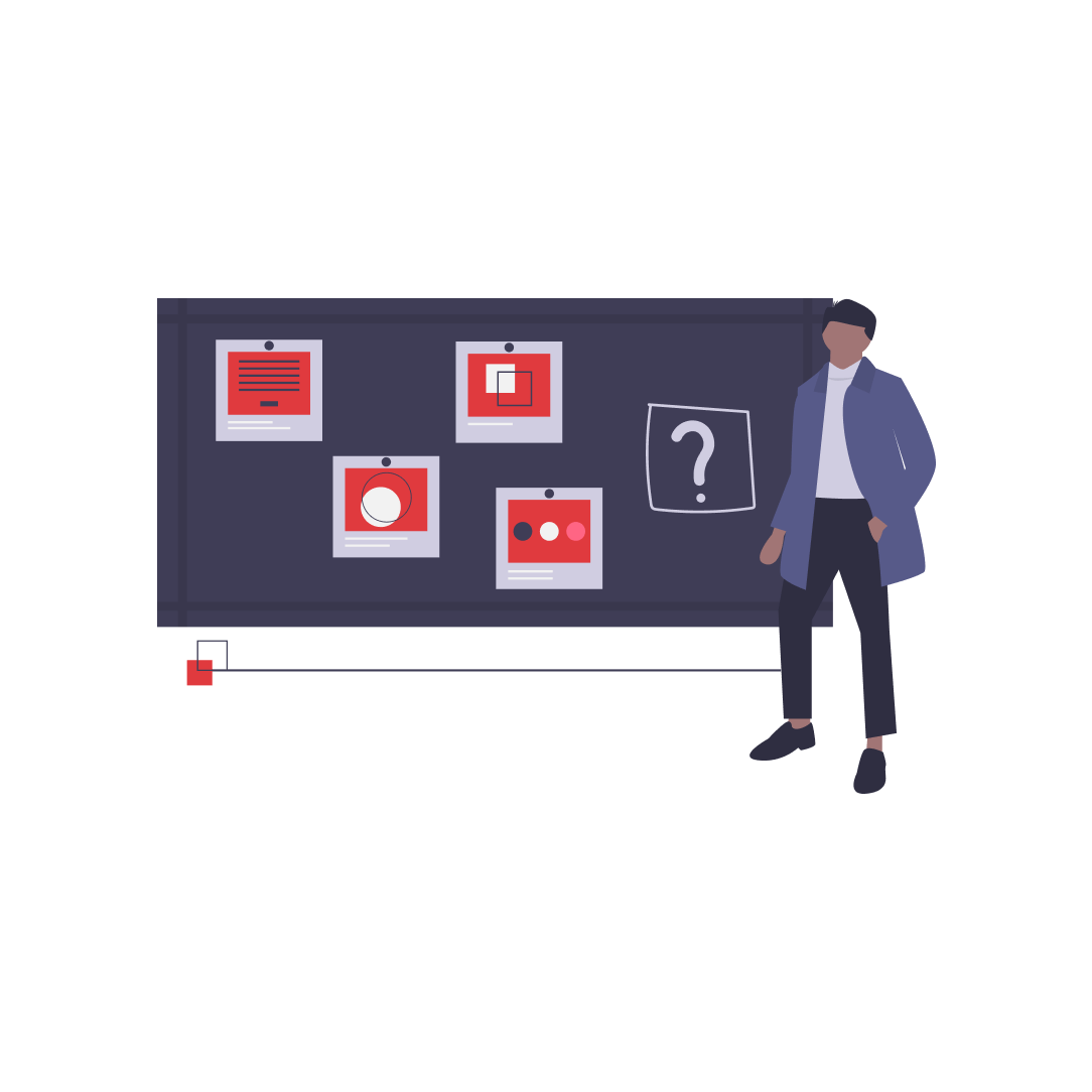 Vector illustration of a professor standing in front of a black board