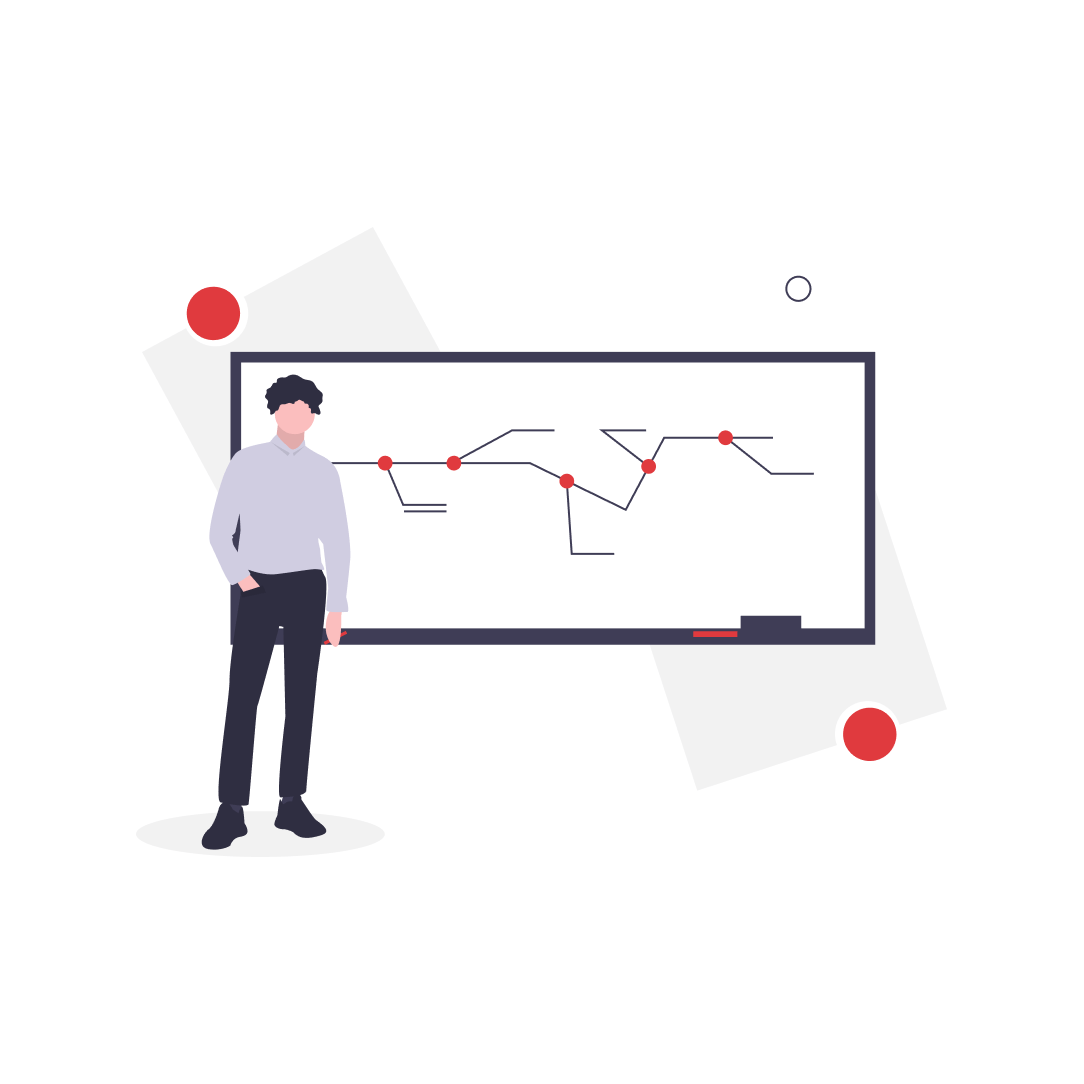 Vector illustration of a professor standing in front of a white board