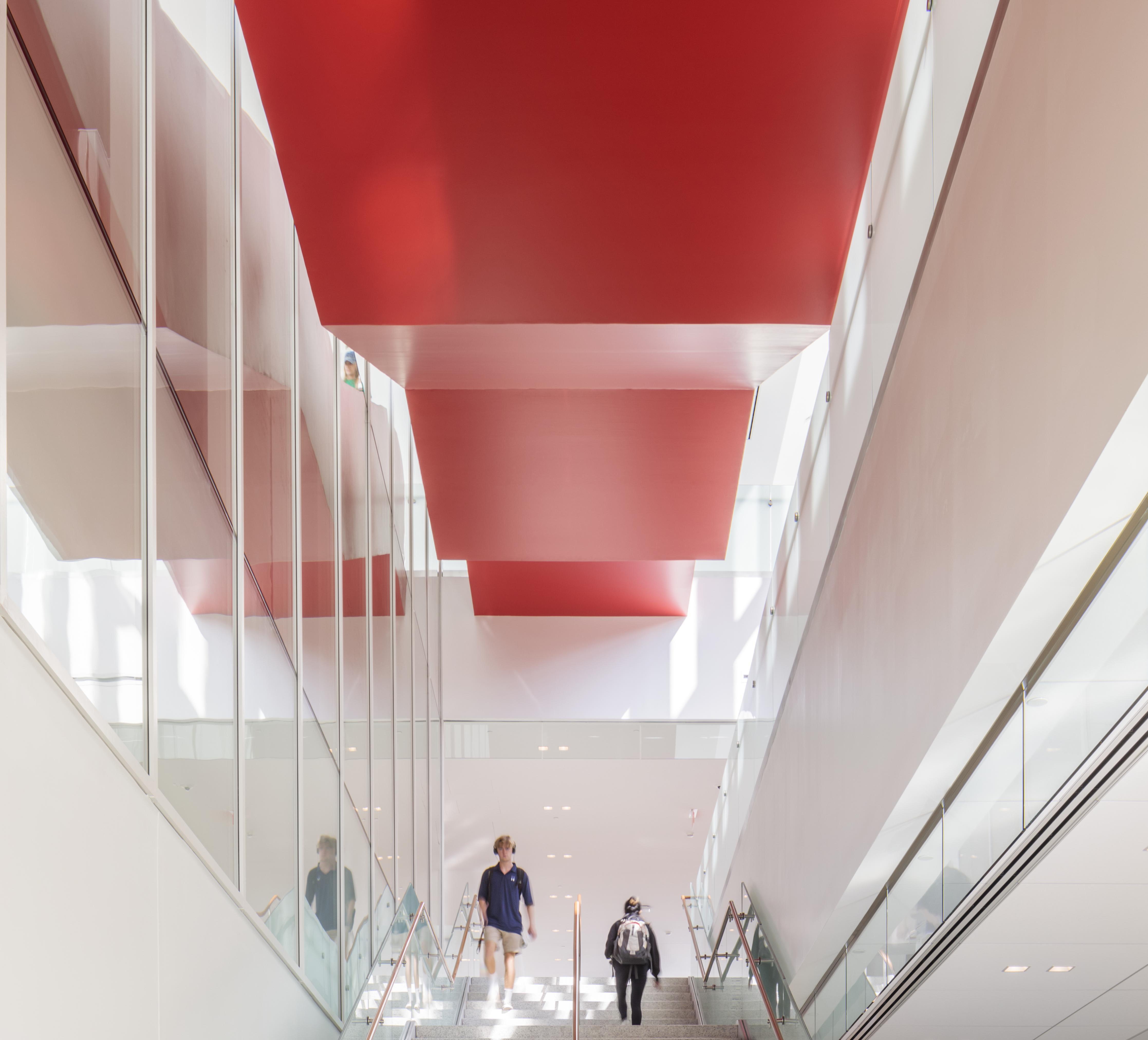 View from the top of the stairs looking toward the ground floor of ESJ