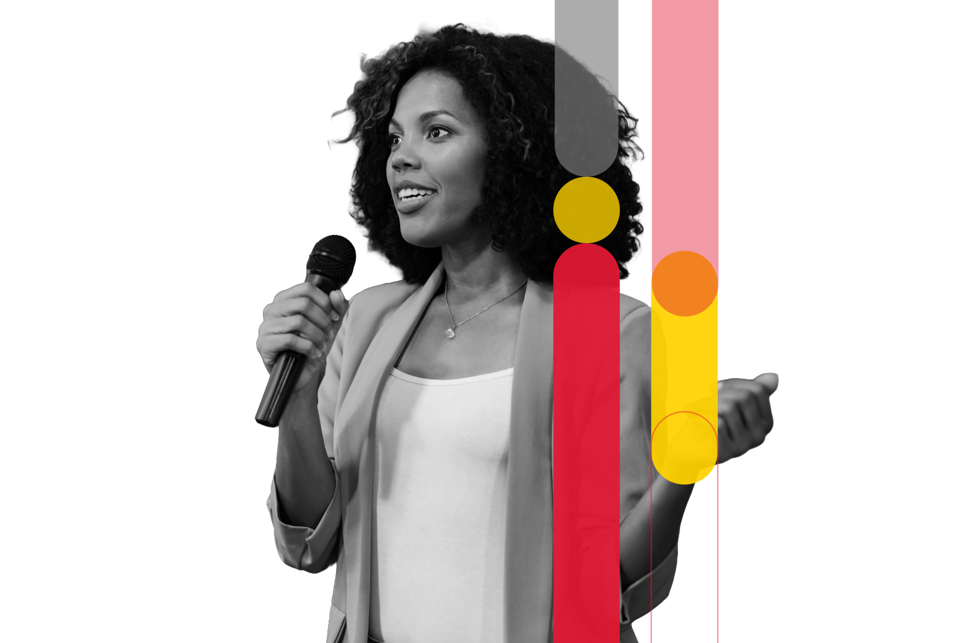 Woman speaking in microphone